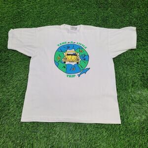 Vintage 1996 Peace on Earth Dolphin Hippie Shirt XL 23x26 White